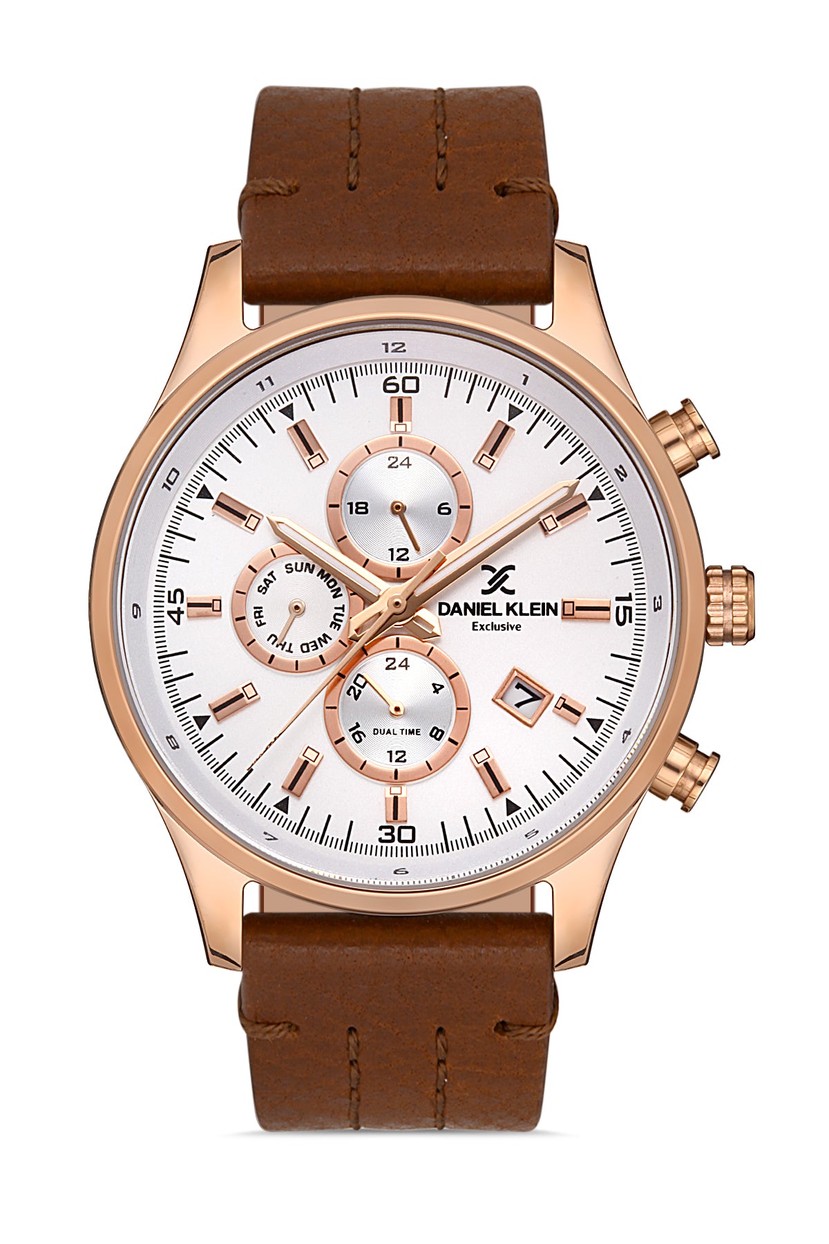 Daniel Klein Exclusive Men White Brown Leather Watch