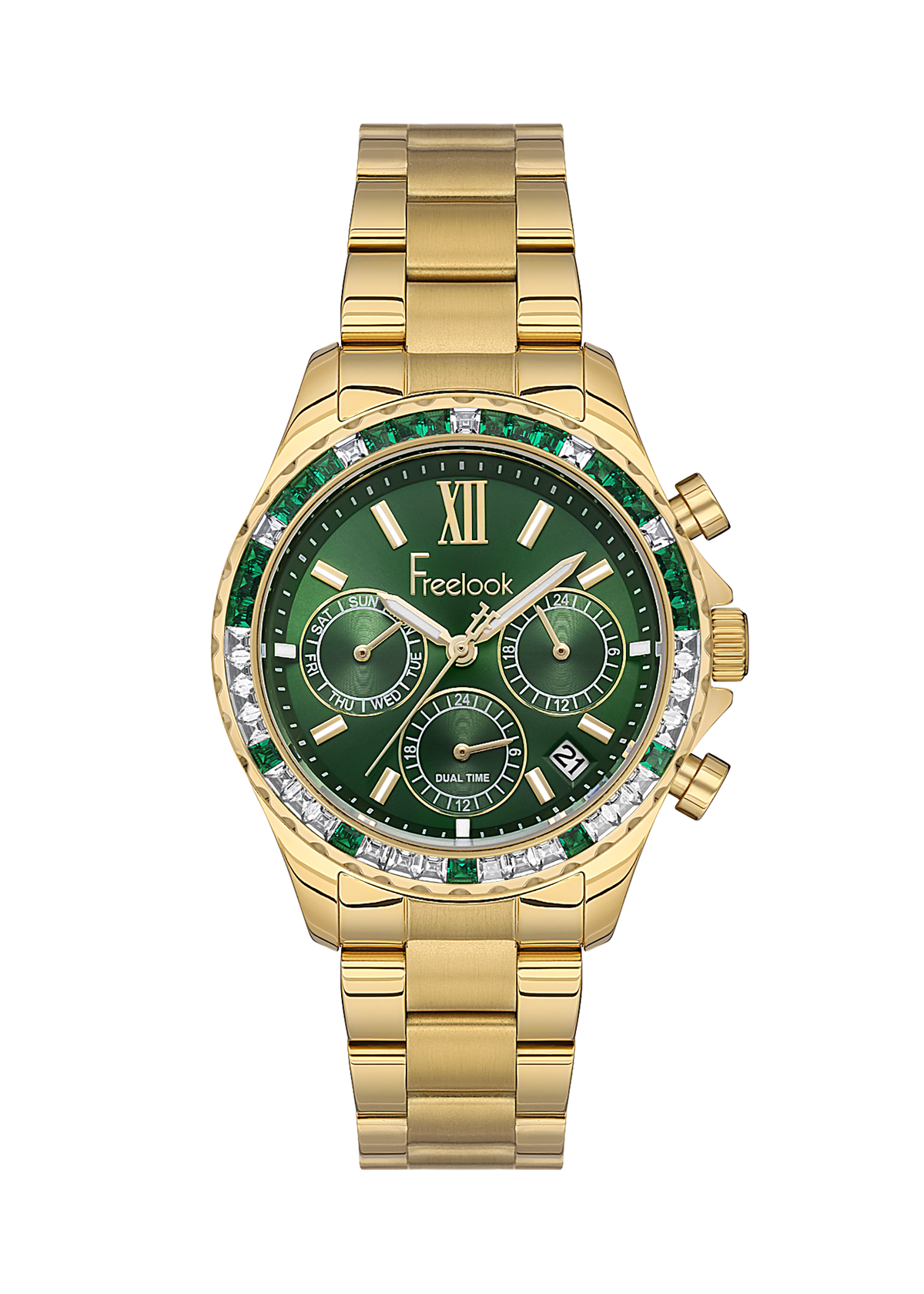 Freelook Charmant Women Royal Green/Gold Watch