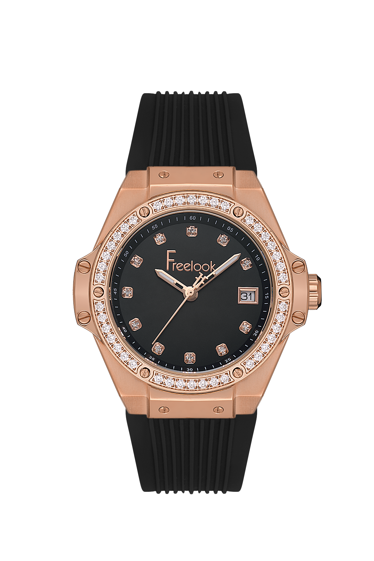 Freelook Charmant Women Black/Rose Gold Watch