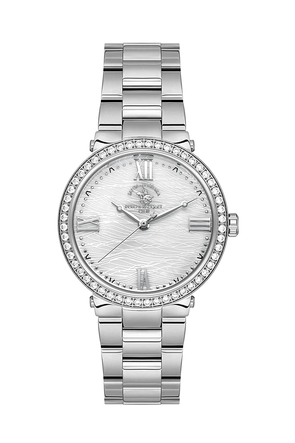 Santa Barbara Polo Unique Women Triple Silver Gemset Watch