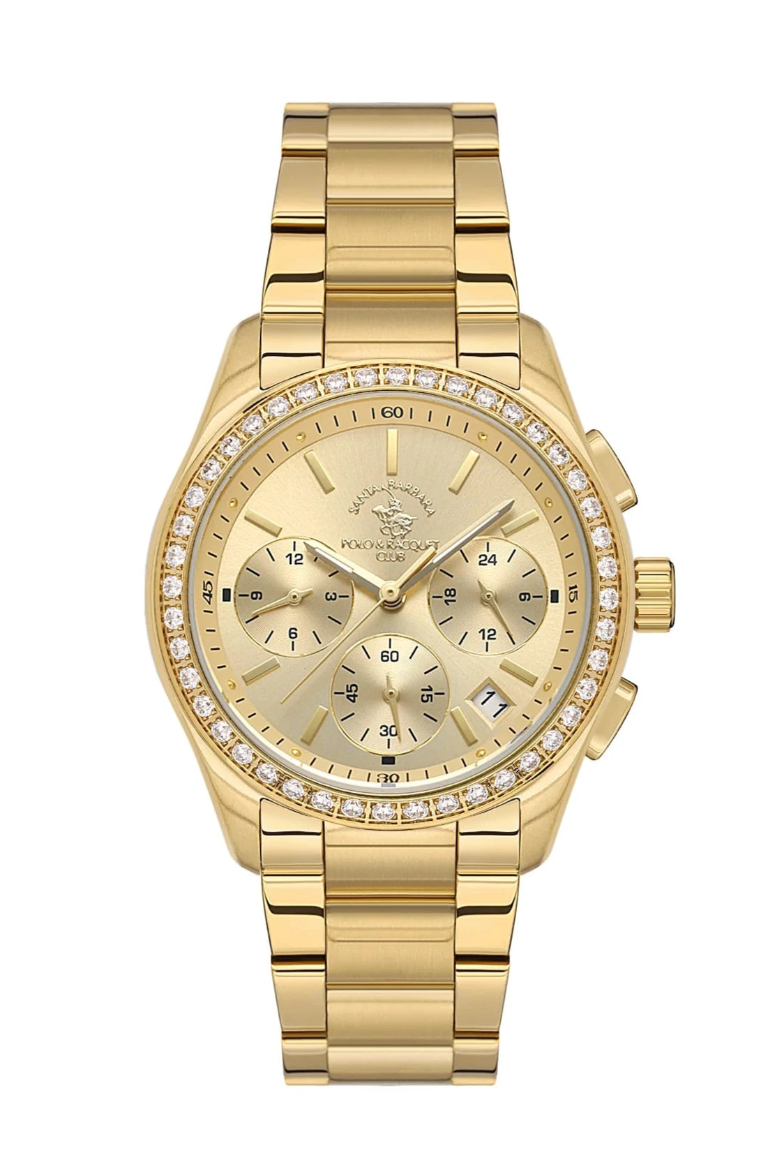 Santa Barbara Polo Unique Women Triple Gold Gemset Watch