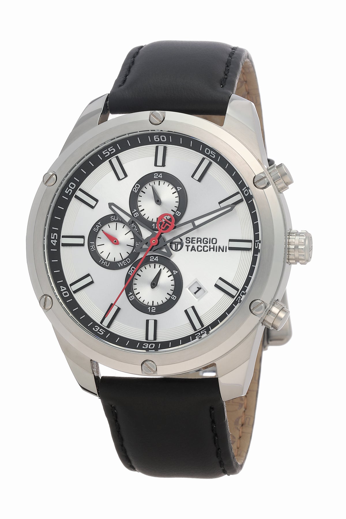 Sergio Tacchini Archivio Men White Dial/Black Leather Watch