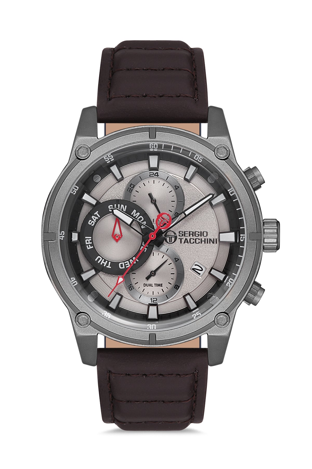 Sergio Tacchini Archivio Men Grey/Brown Leather Watch