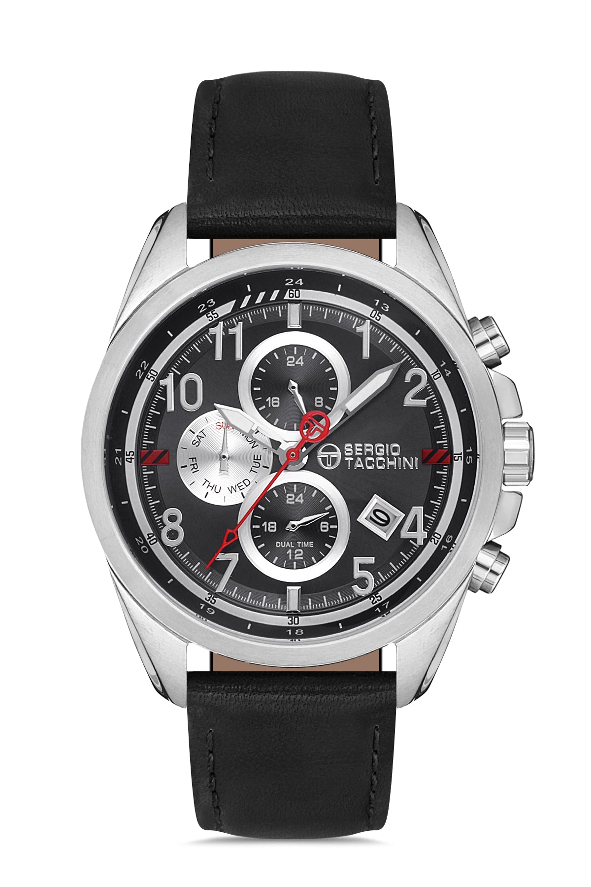 Sergio Tacchini Archivio Men Black Leather Watch