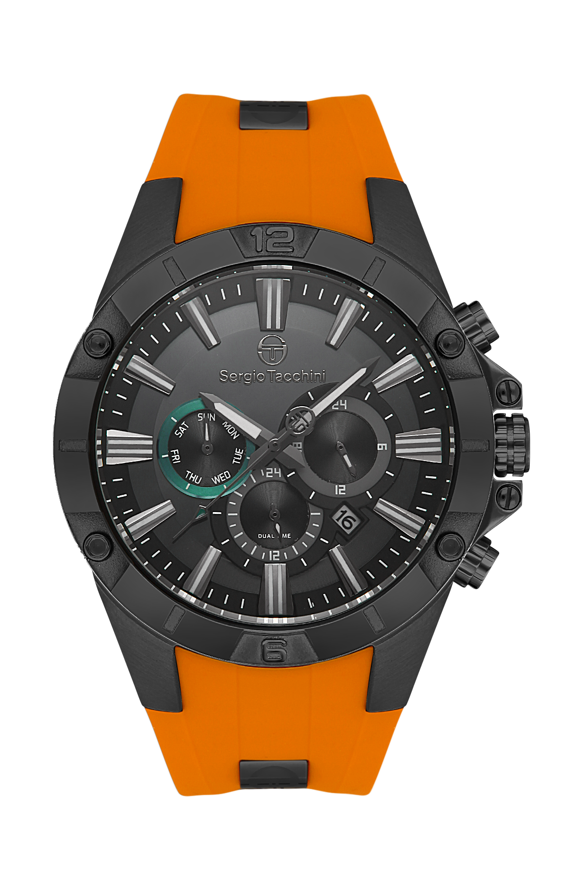 Sergio Tacchini Heritech Men Black/Orange Rubber Watch