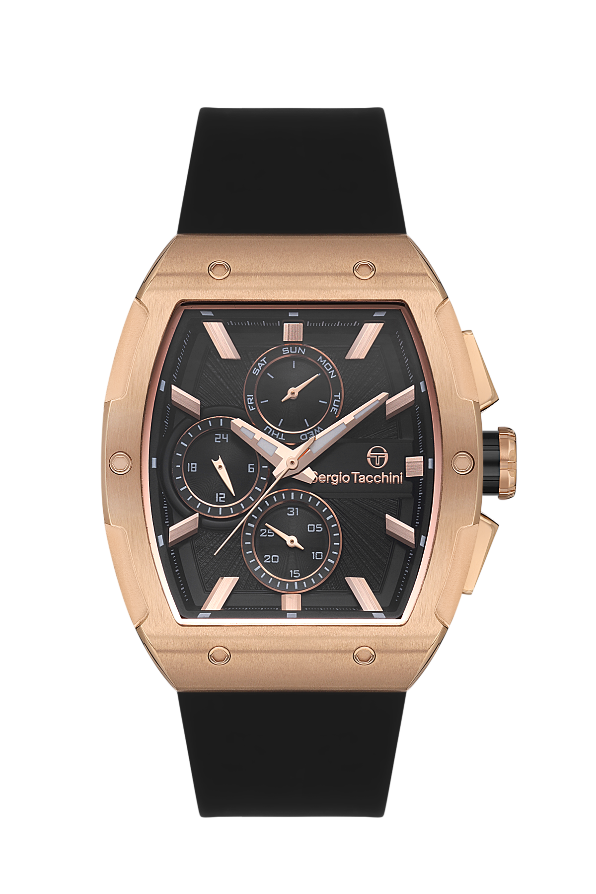 Sergio Tacchini Archivio Men Rose Gold/Black Rubber Strap Watch