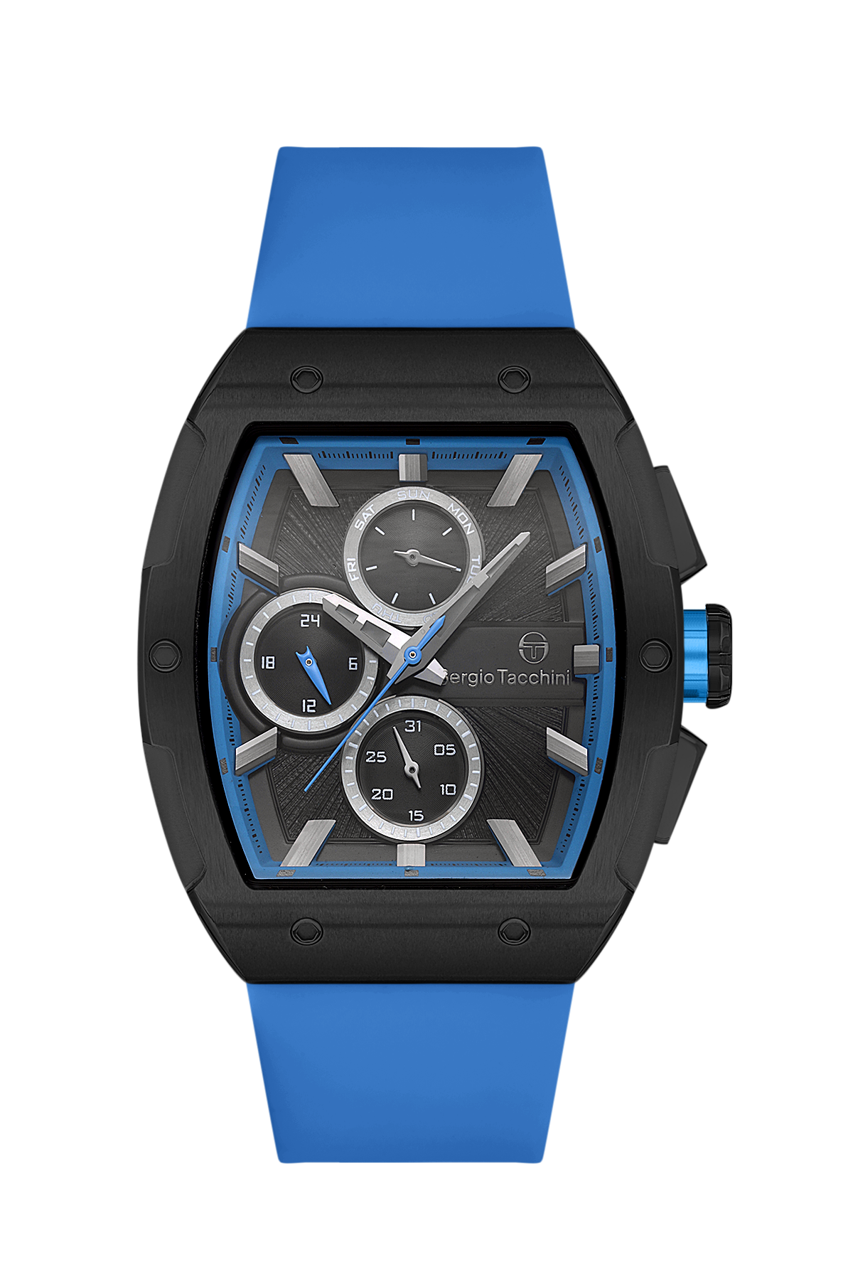 Sergio Tacchini Archivio Men Black/Blue Rubber Strap Watch