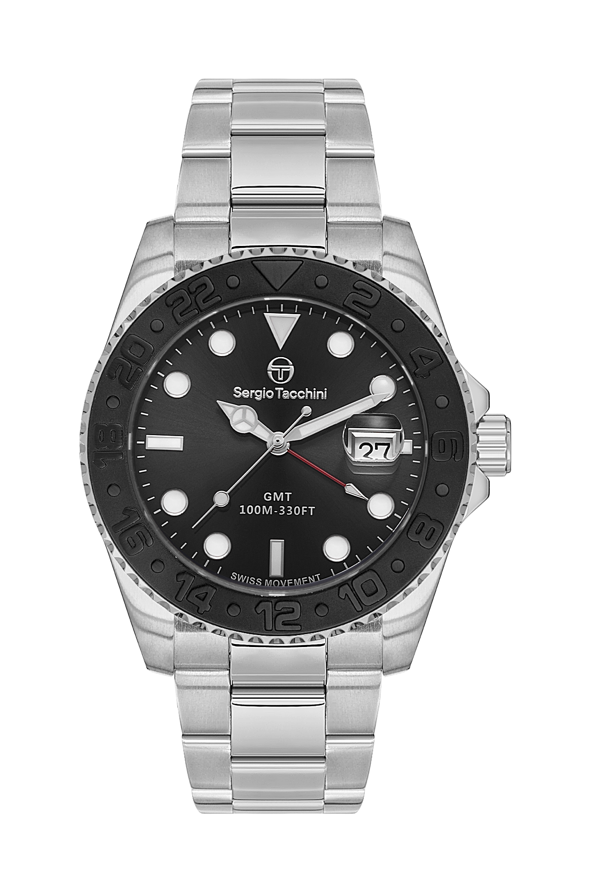 Sergio Tacchini Heritech Men Black GMT Stainless Steel Watch