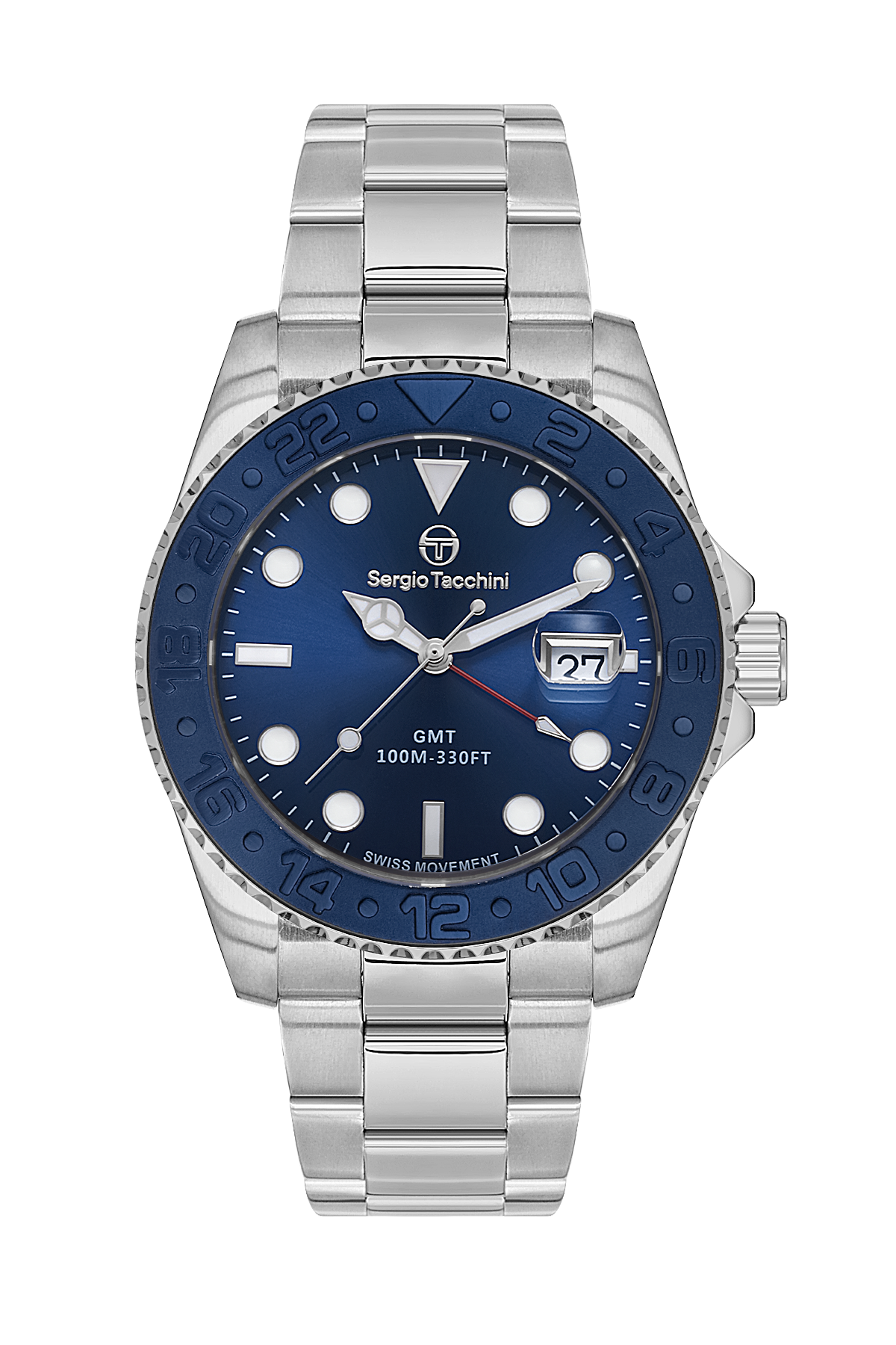 Sergio Tacchini Heritech Men Blue GMT Stainless Steel Watch