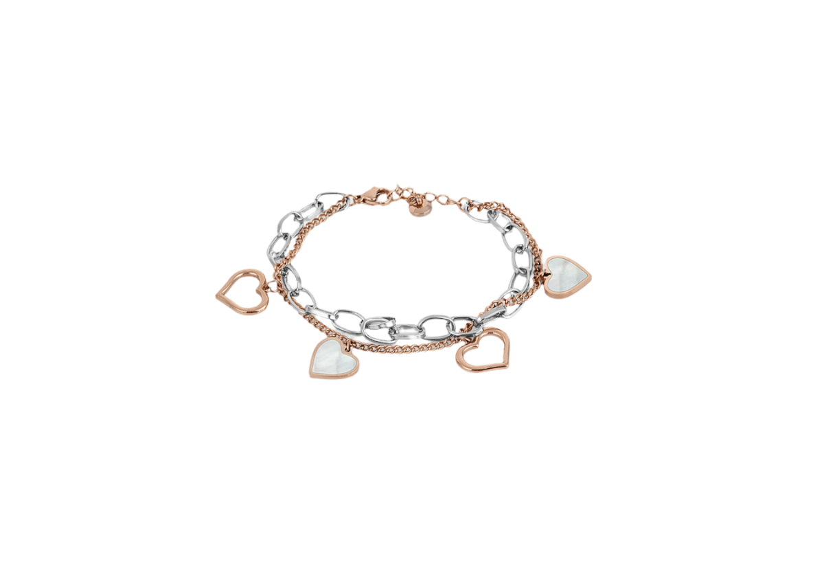 Daniel Klein Women Silver/Rose Gold Charm Bracelet